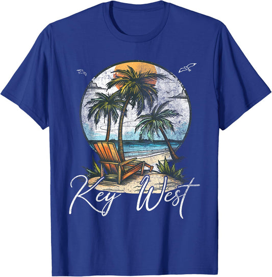 Key West Florida FL | Palm Trees T-Shirt - T-Shirt | Royal