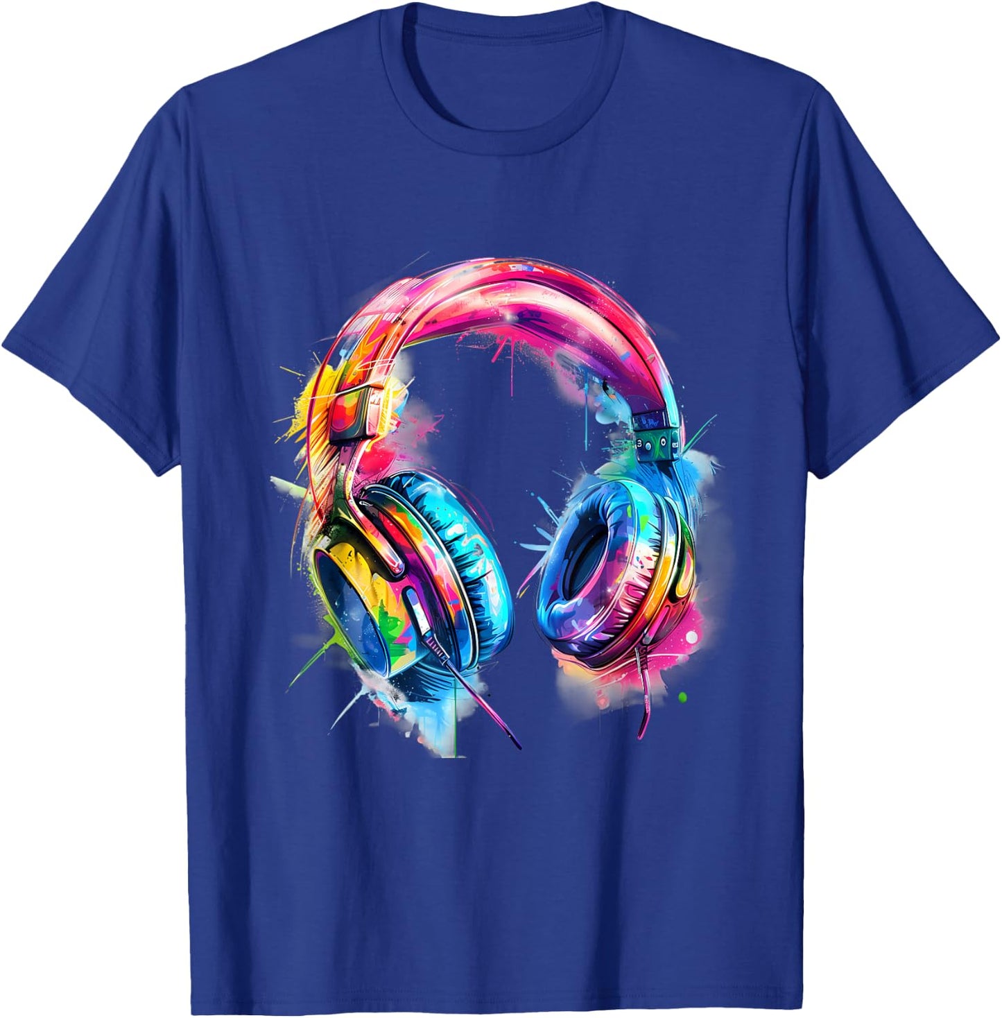 Headphones Music DJ Colourful Music Headphones Music Lover T-Shirt - T-Shirt | Royal