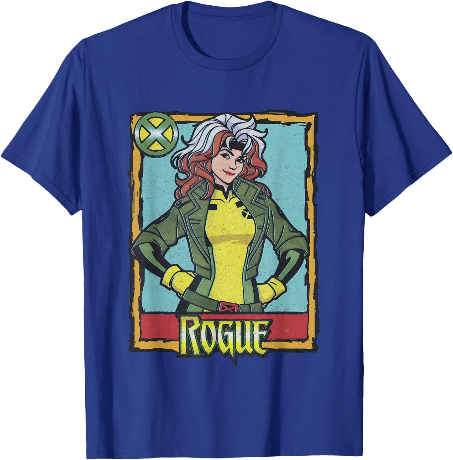 Marvel X-Men Rogue Vintage Playing Card Portrait T-Shirt - T-Shirt | Royal