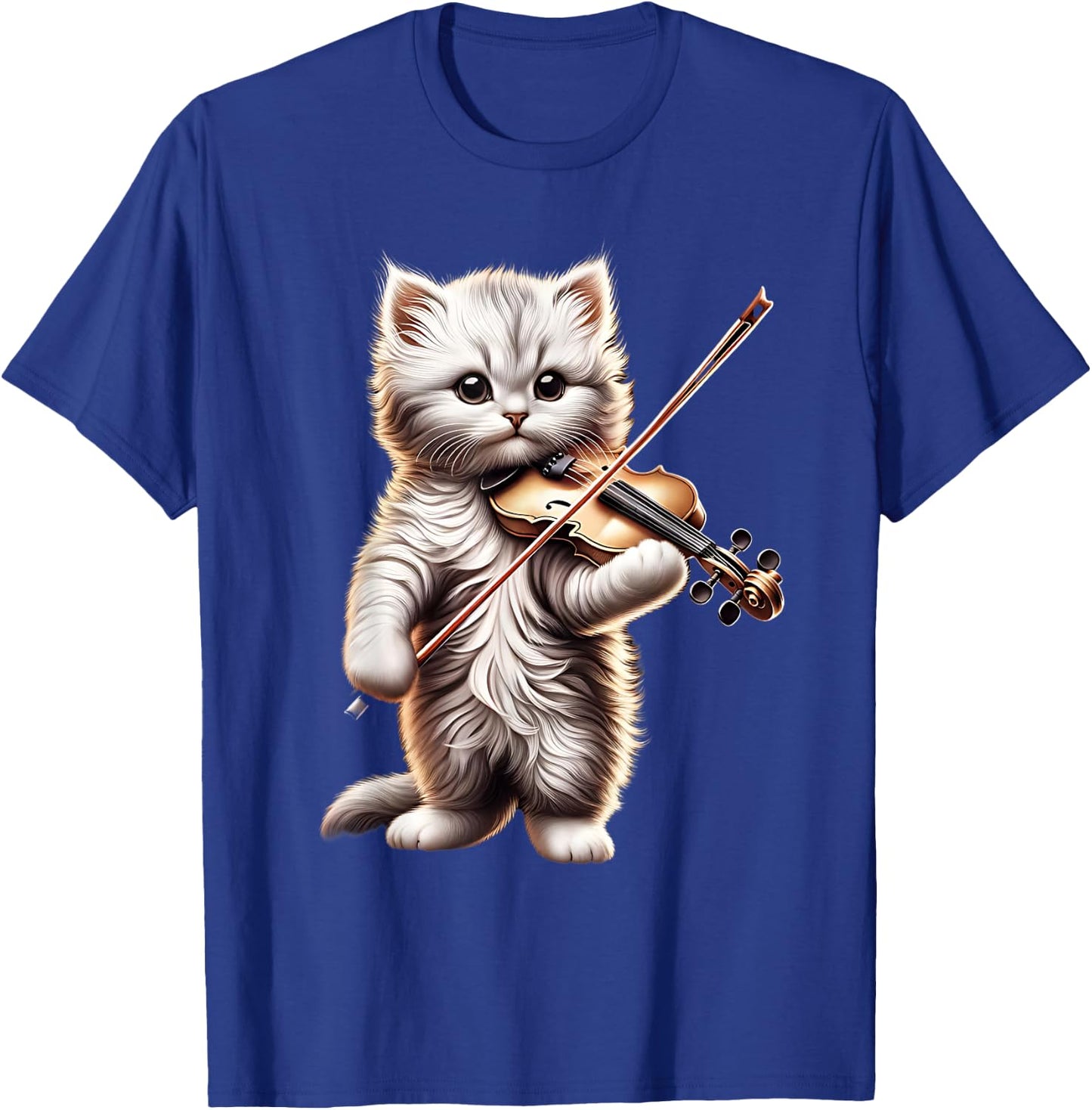Funny Orchestra Musician Violinist Cute Cat Playing Violin T-Shirt - T-Shirt | Royal