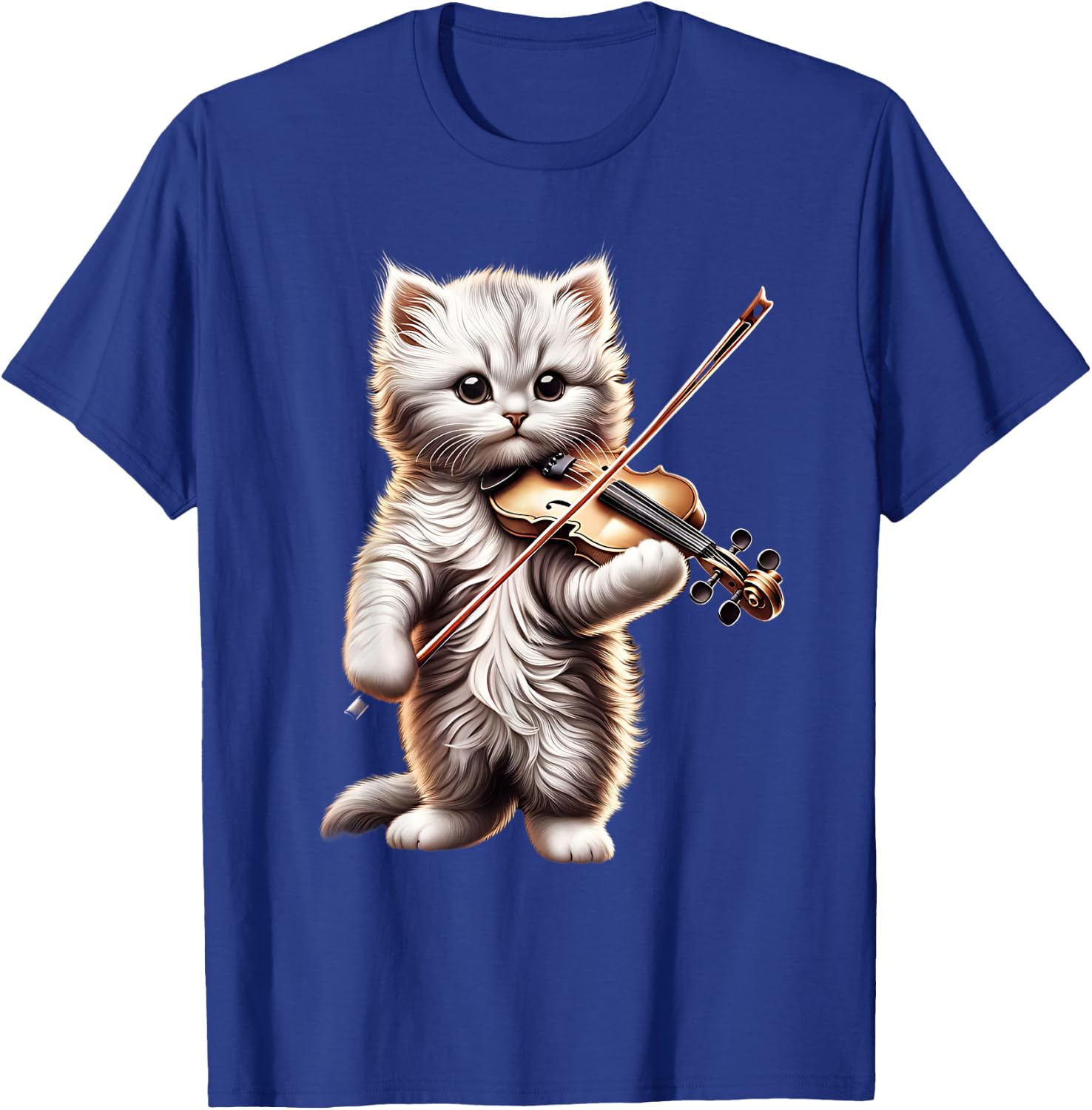 Funny Orchestra Musician Violinist Cute Cat Playing Violin T-Shirt - T-Shirt | Royal