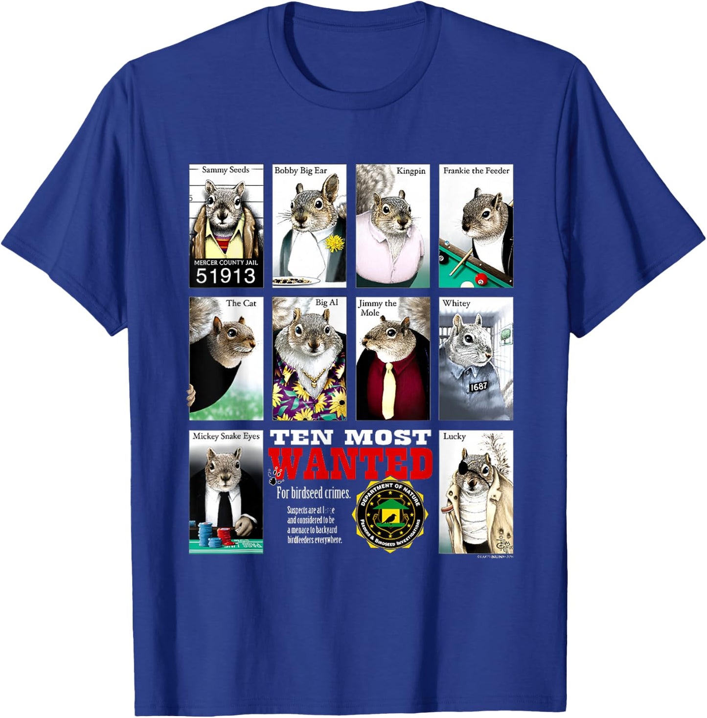 Most Wanted Squirrels T-Shirt - T-Shirt | Royal