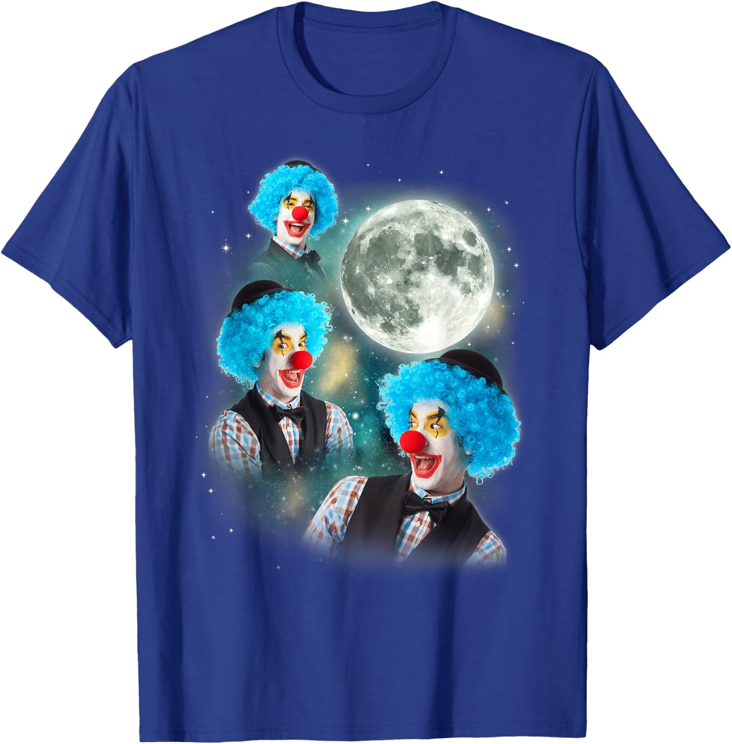 Three Clown Moon | 3 Circus Clowns Ugly Cursed Meme T-Shirt - T-Shirt | Royal