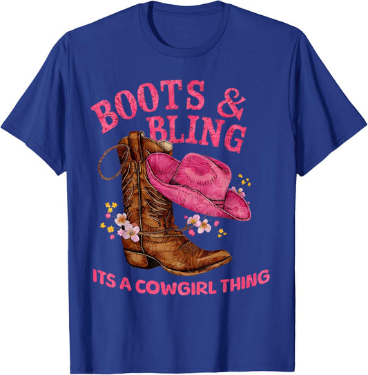 Boots & Bling It's a Cowgirl Thing Country Chic T-Shirt - T-Shirt | Royal
