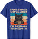 Funny AuDHD Cat Coffee Humor Neurodivergent Retro Distressed T-Shirt - T-Shirt | Royal