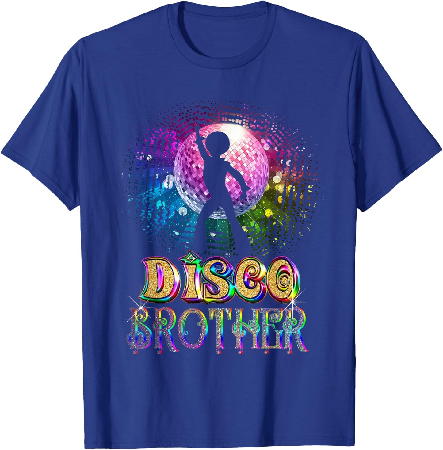Funny Disco Brother -Retro 70's Seventies Themed Disco Ball T-Shirt - T-Shirt | Royal