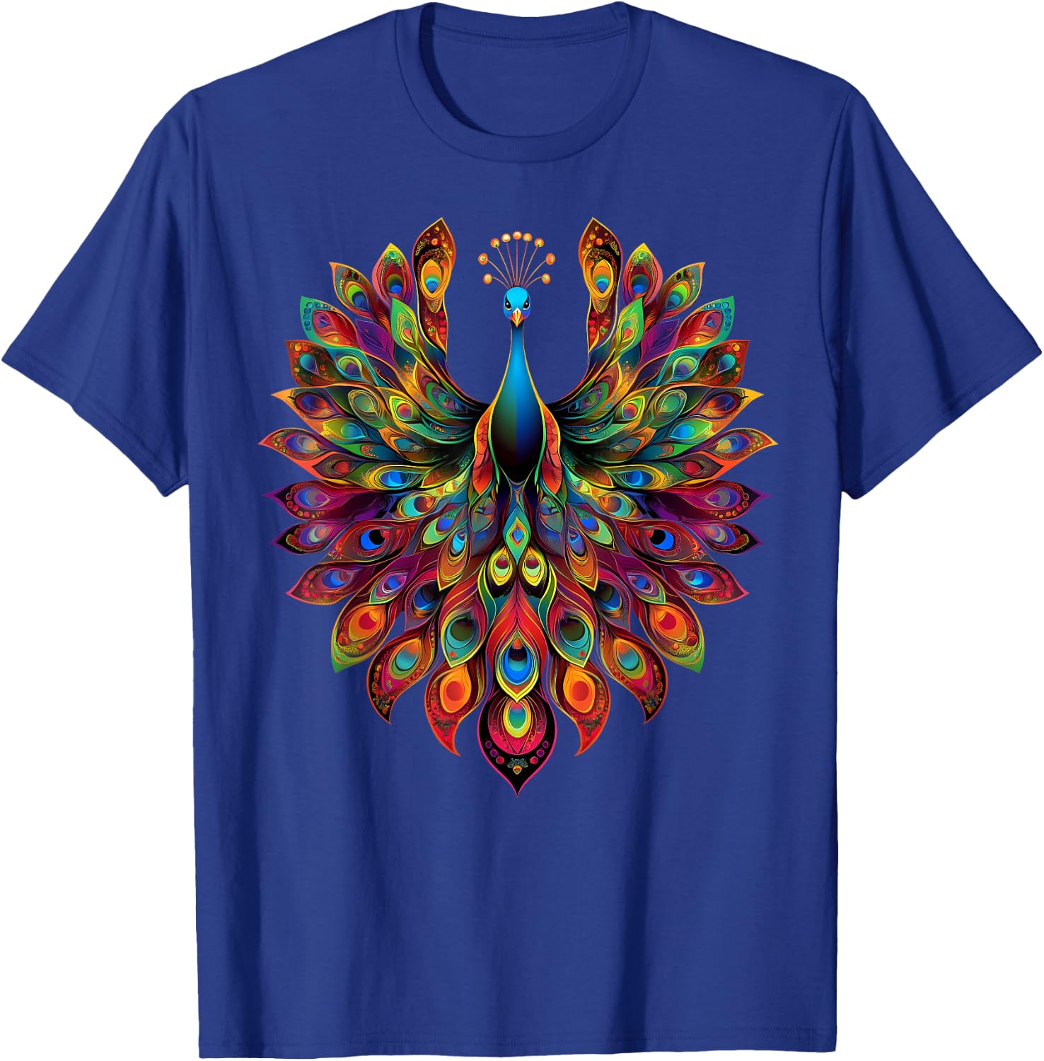 Colorful Peacock Cute Peafowl Bird Lover Men Women Black T-Shirt - T-Shirt | Royal