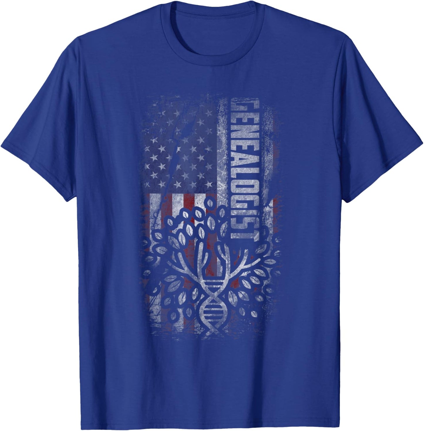 USA Flag Genealogy Shirt Women DNA Tree Genealogist T-Shirt - T-Shirt | Royal