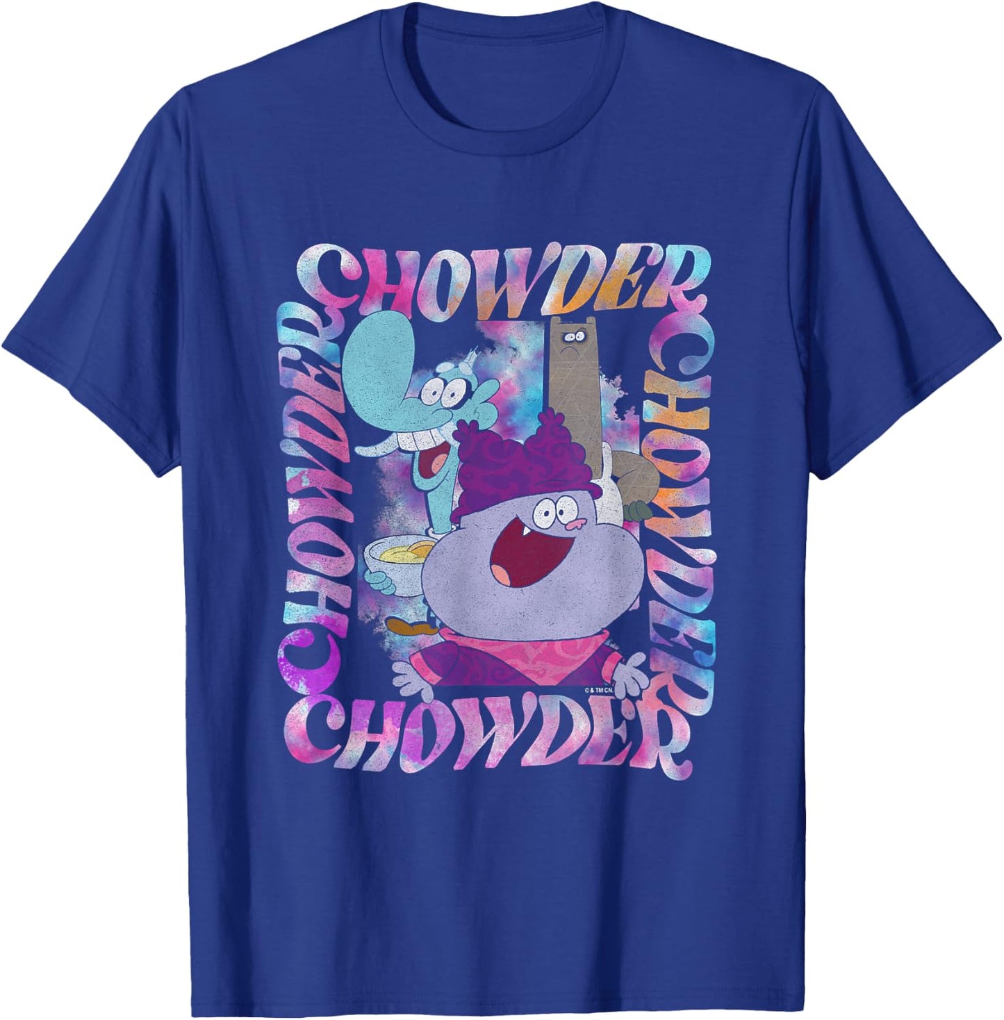 Chowder Mung & Shnitzel Vintage Wavy Text Portrait T-Shirt - T-Shirt | Royal