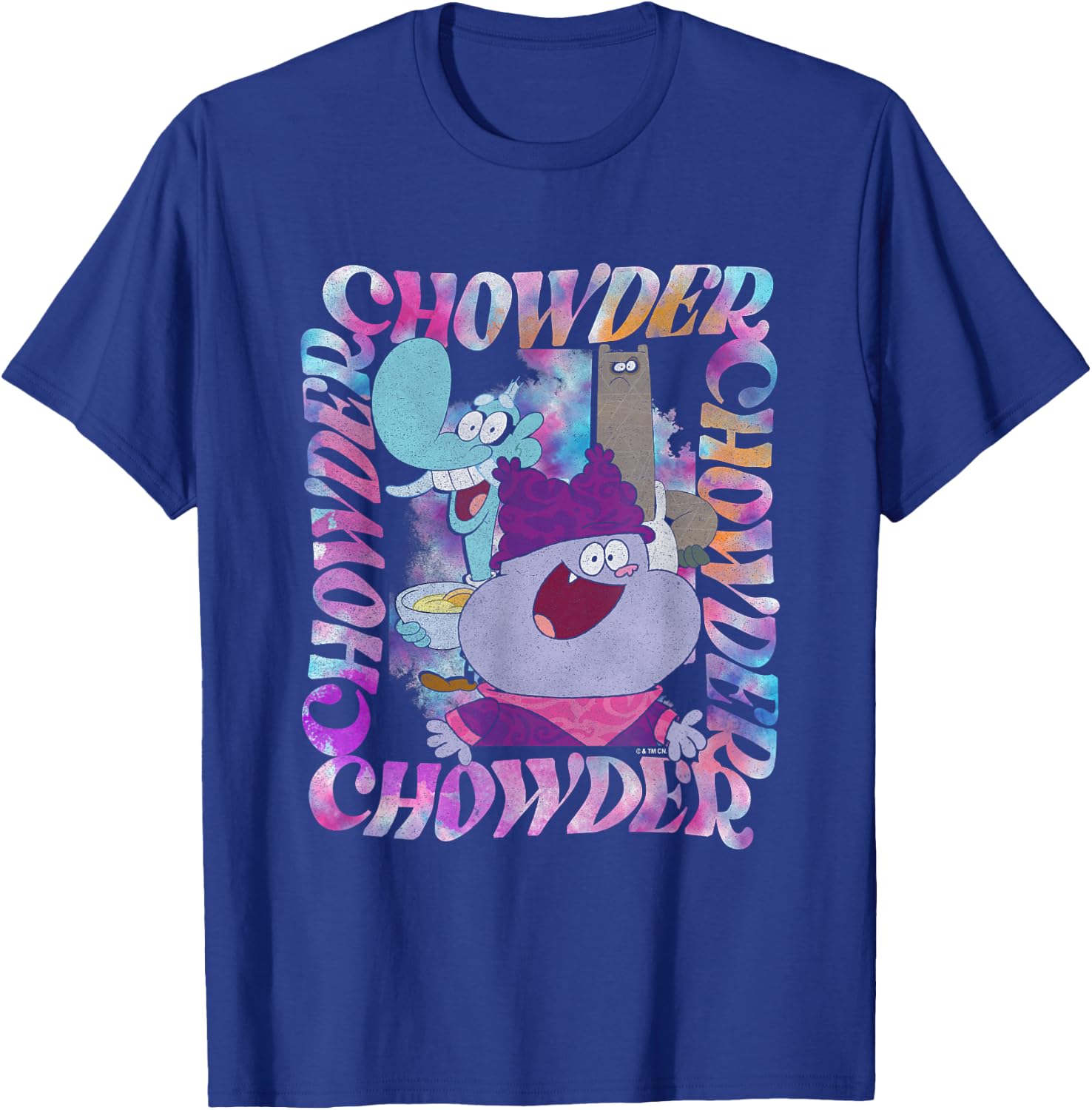 Chowder Mung & Shnitzel Vintage Wavy Text Portrait T-Shirt - T-Shirt | Royal