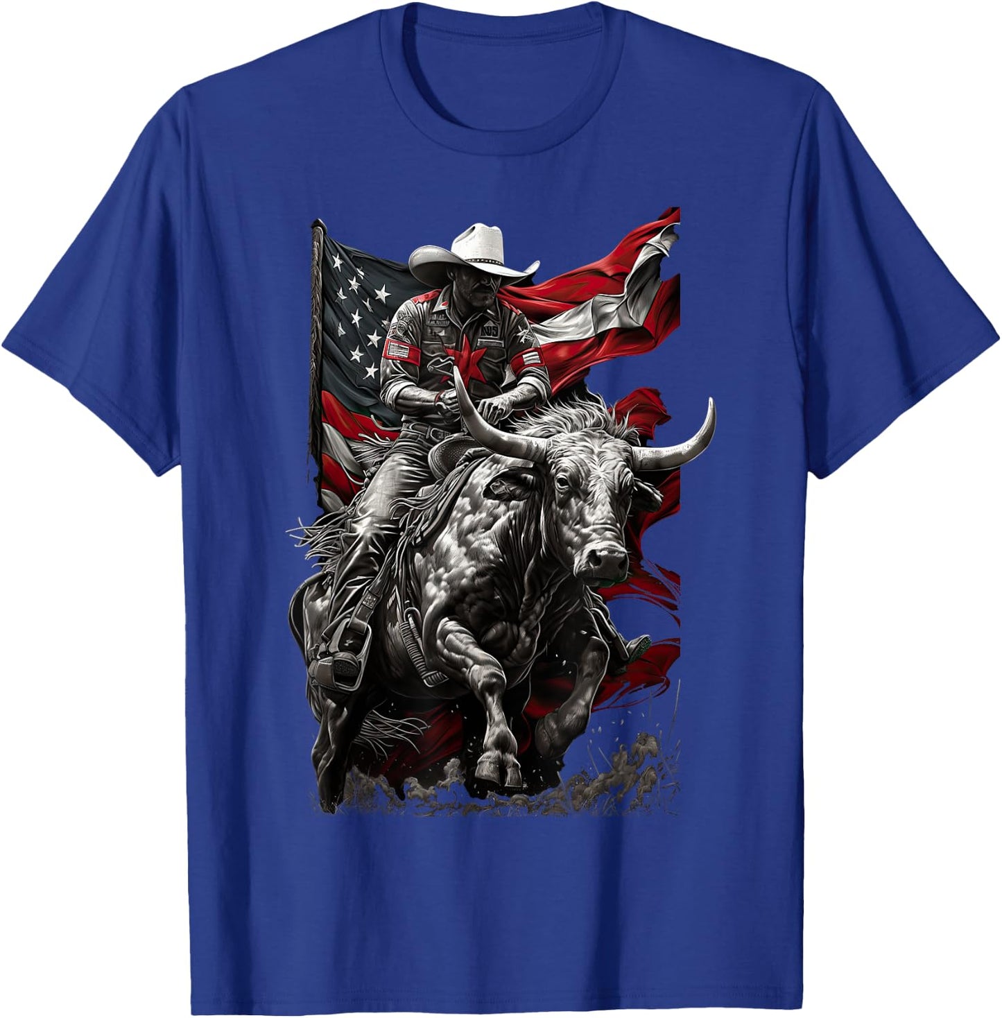 Rodeo Bucking Bull Riding Cowboy western T-Shirt - T-Shirt | Royal
