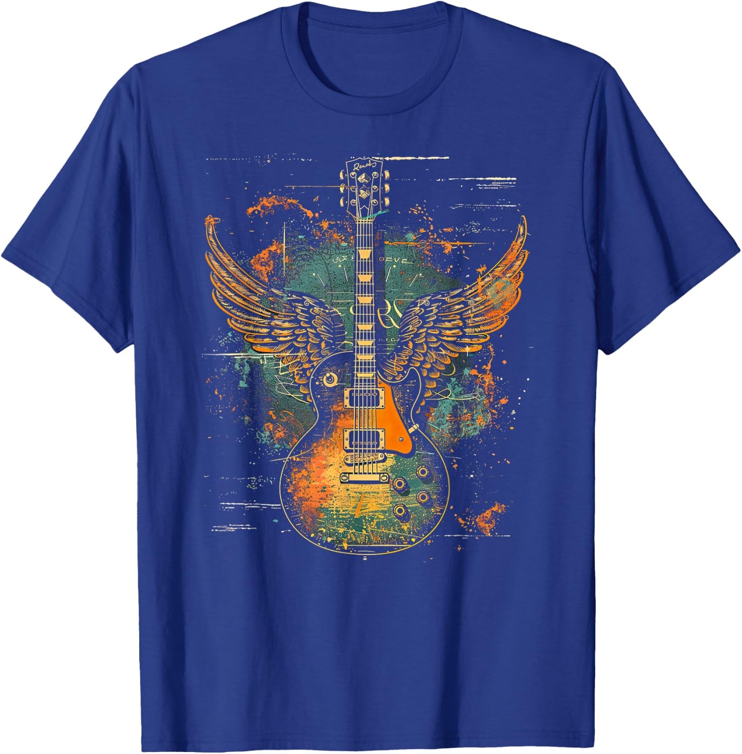 Rock & Roll Guitar with Wings T-Shirt - T-Shirt | Royal