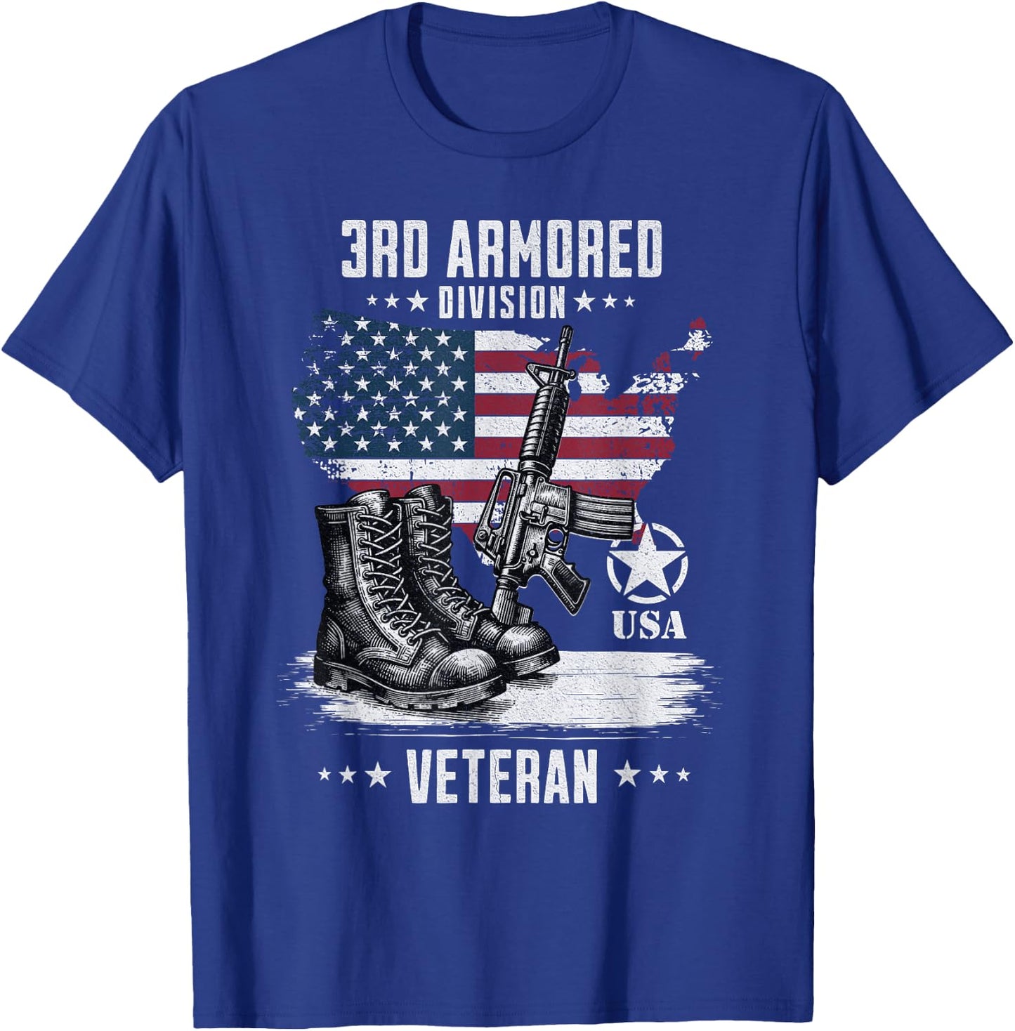3rd Armored Division Veteran Military Veteran Distressed T-Shirt - T-Shirt | Royal