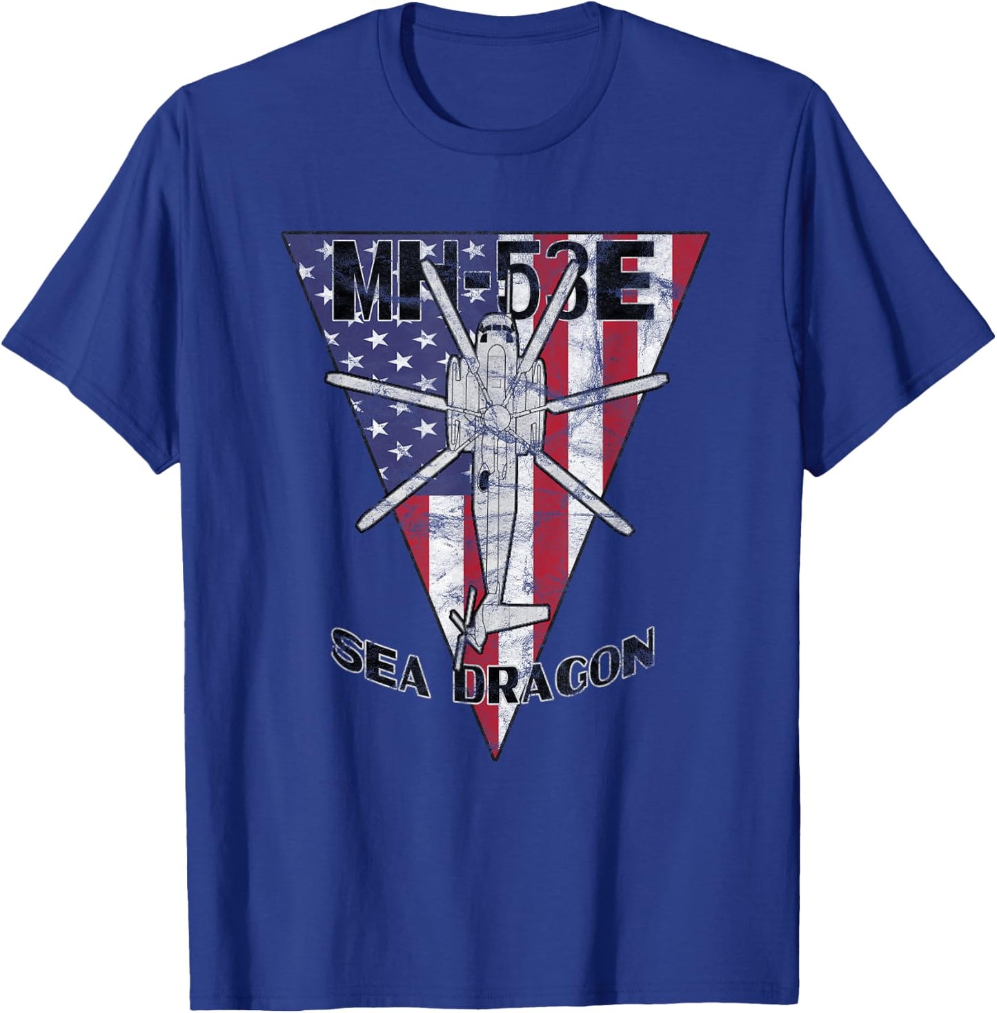 MH-53E Sea Dragon Military Helicopter Patriotic Vintage T-Shirt - T-Shirt | Royal