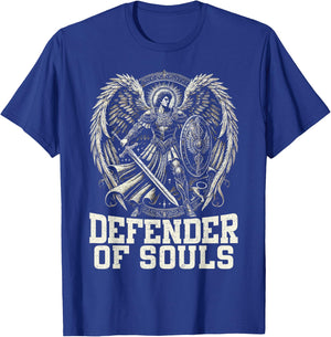 Archangel Michael Christianity SteMi Apparel Catholic Christian -Adults Black Short Sleeve T-Shirt - T-Shirt | Royal