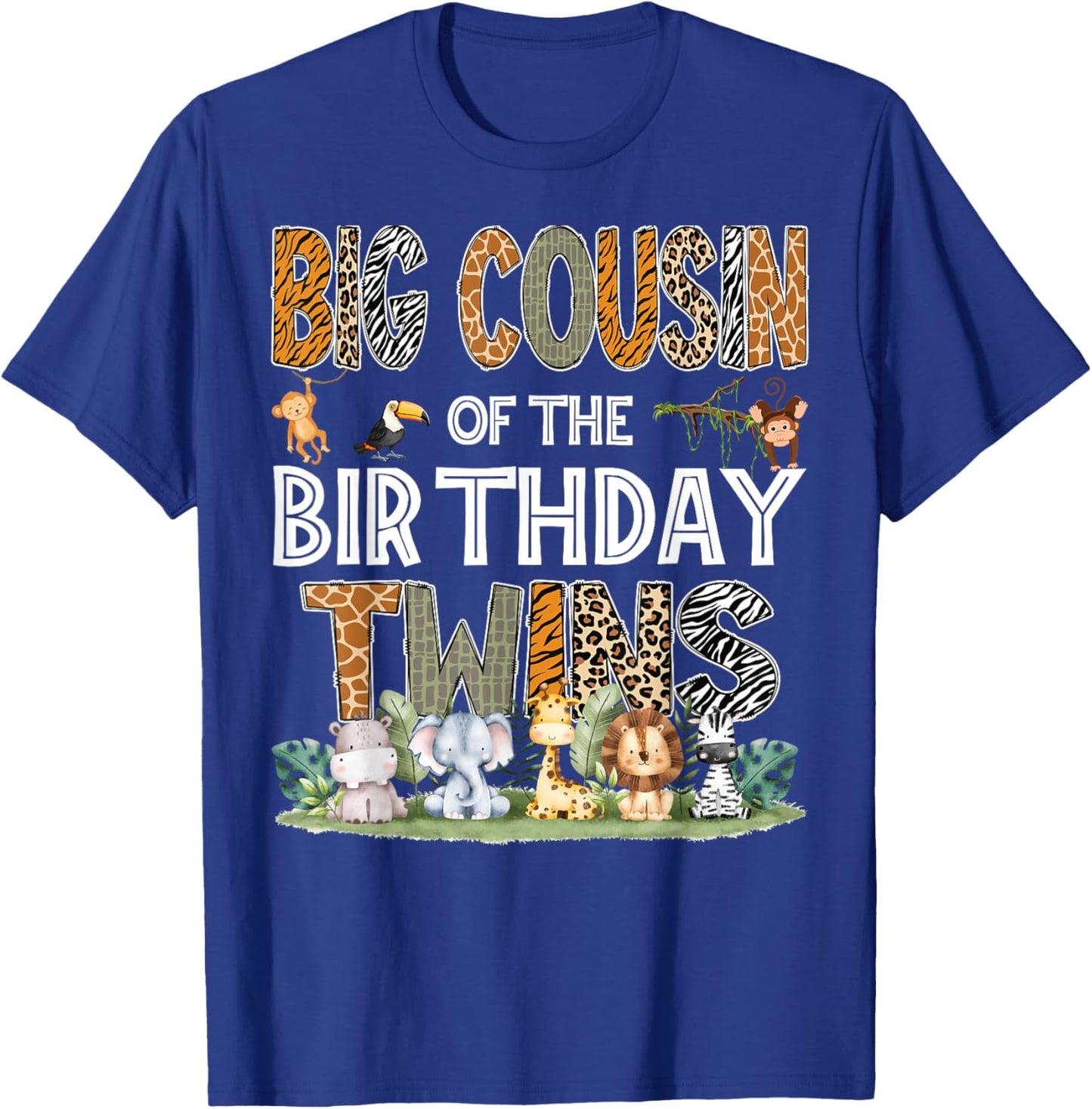 Big Cousin Of The Birthday Twins Safari Wild One Zoo Animal T-Shirt - T-Shirt | Royal