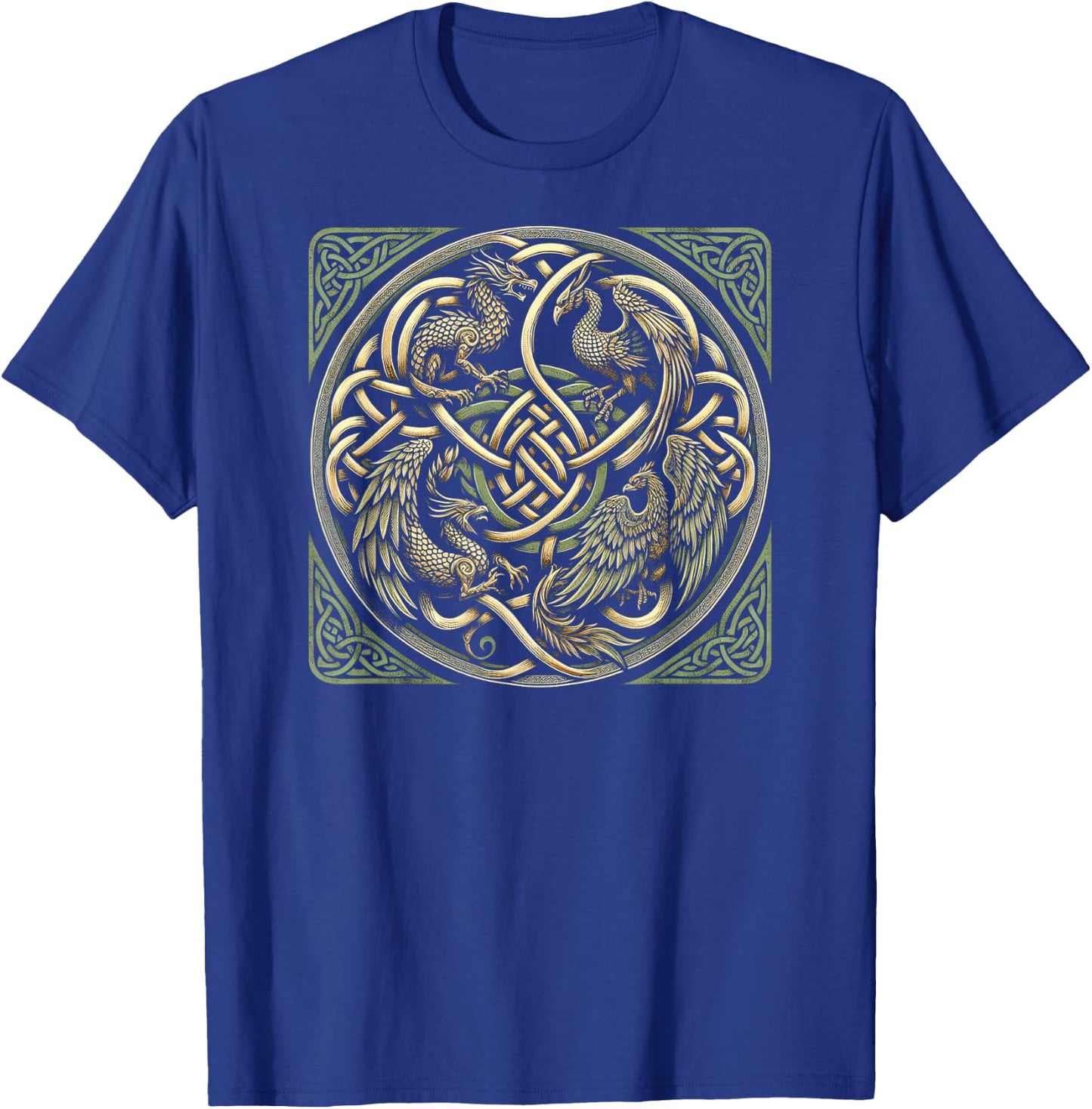 Intricate Celtic Knot with Dragon and Phoenix T-Shirt - T-Shirt | Royal