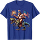 Bigfoot Sasquatch Riding Dinosaur T rex. Funny 4th of July T-Shirt - T-Shirt | Royal