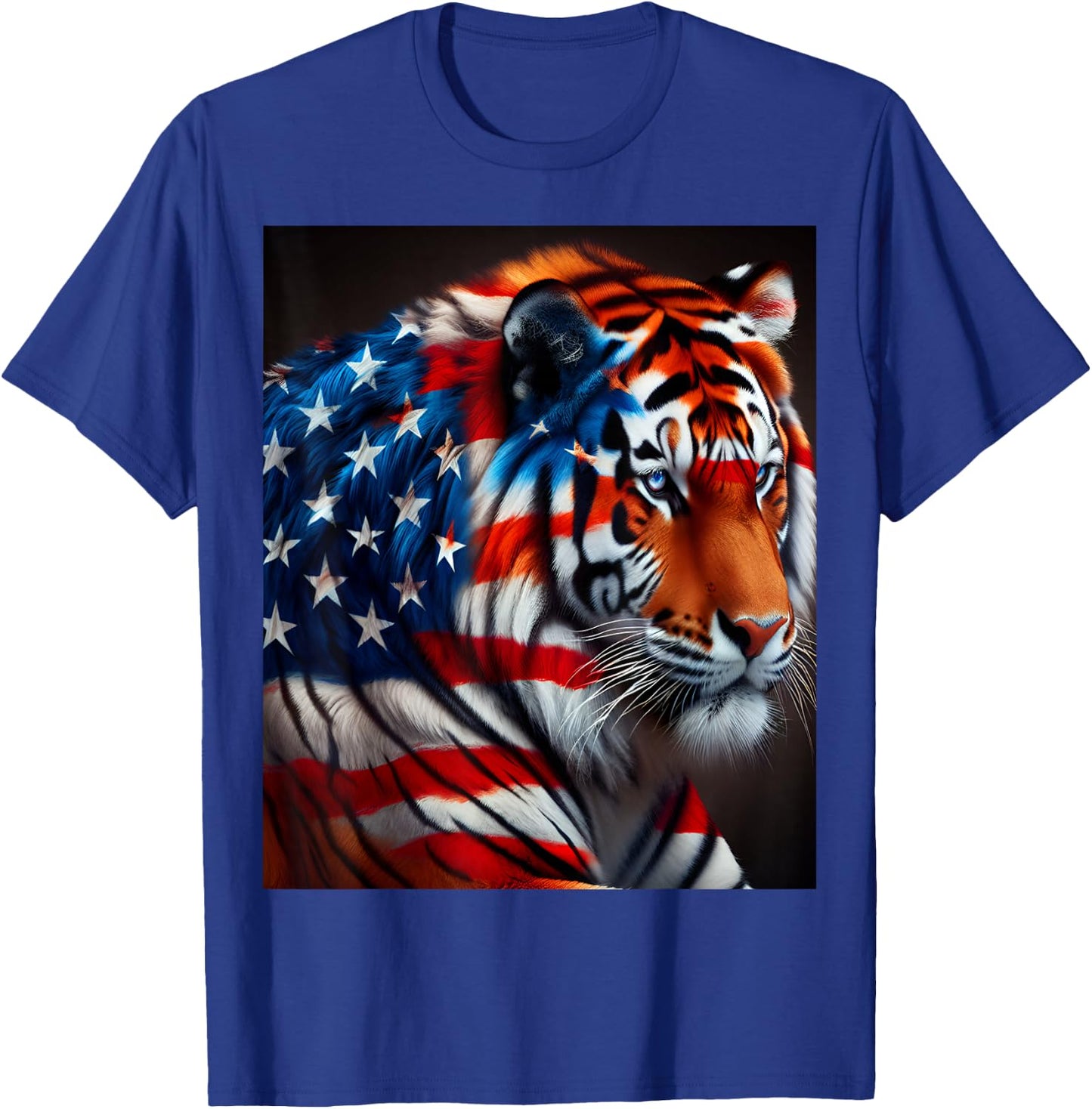 American Flag Tiger Women Men T-Shirt - T-Shirt | Royal