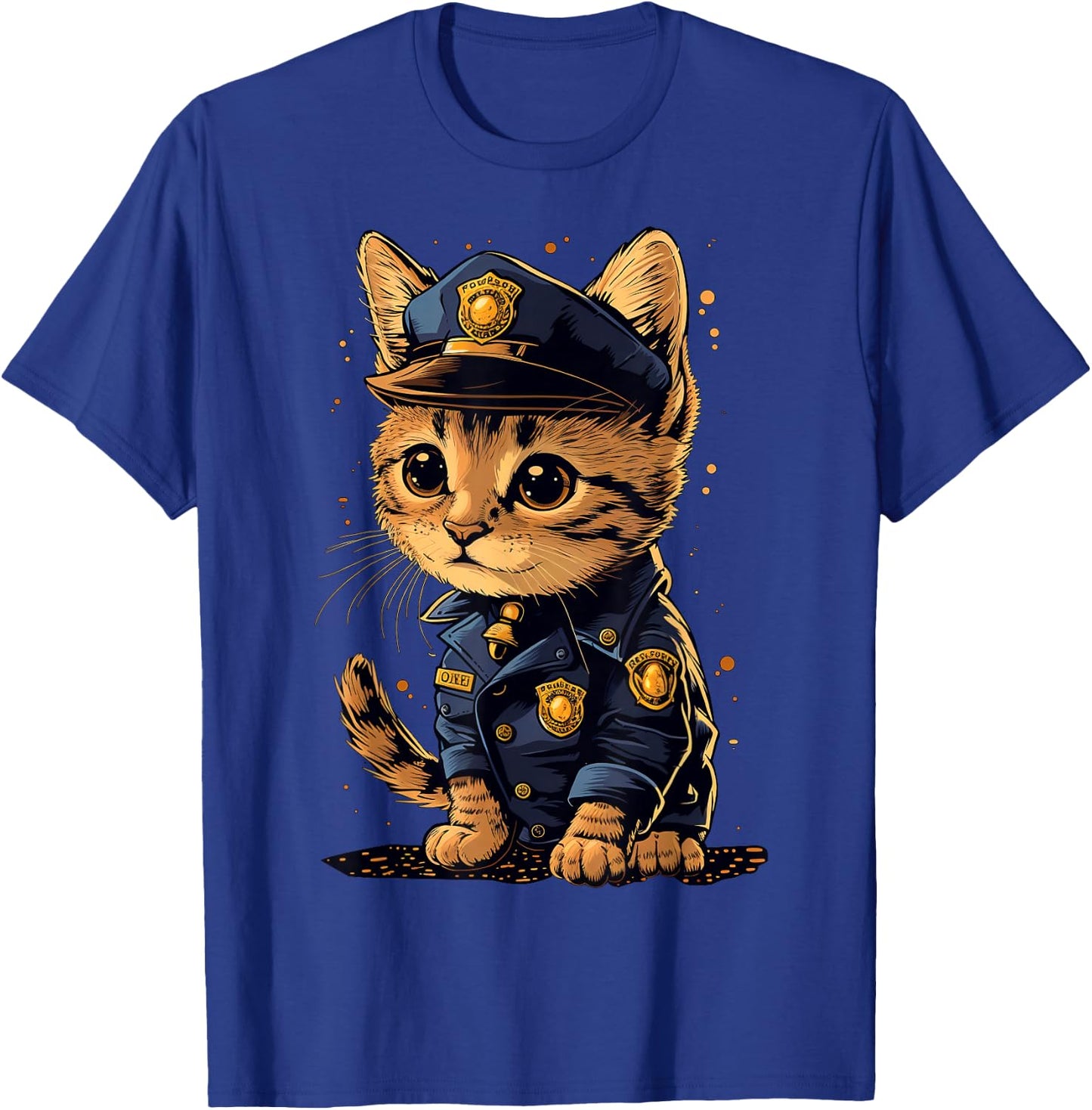 Cute working Cat Police Officer Men Women T-Shirt - T-Shirt | Royal