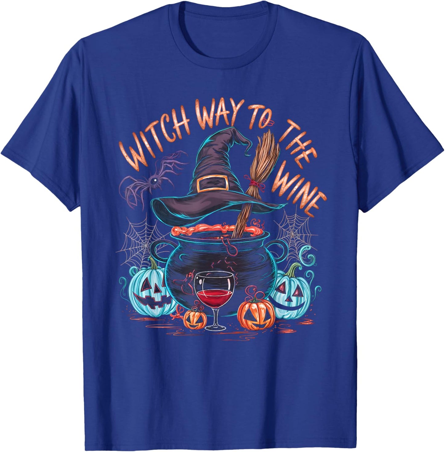 Witch Way To The Wine Funny Halloween Wine Lovers T-Shirt - T-Shirt | Royal