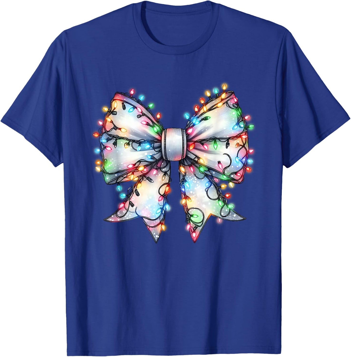 Christmas Light Coquette Bow Christmas Season Girls T-Shirt - T-Shirt | Royal
