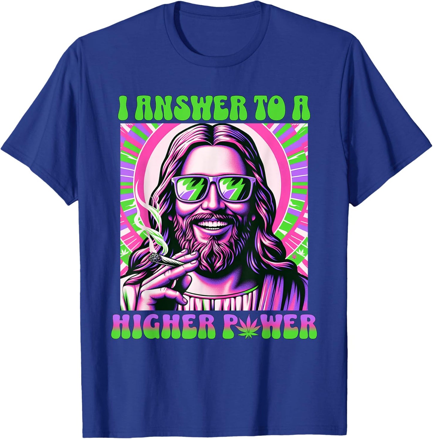 Weed Smoking Dope Jesus - Funny Happy 420 T-Shirt - T-Shirt | Royal