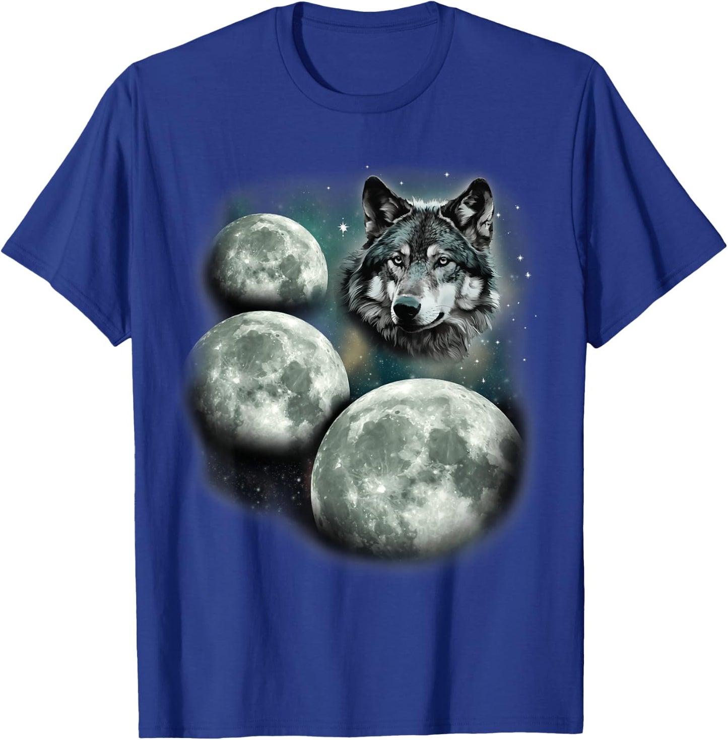 Three Moon Wolf | 3 Moons Howling At Space Wolf Magic Meme T-Shirt - T-Shirt | Royal