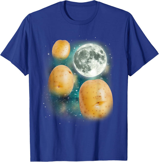 Three Potato Moon | 3 Spuds Howling Potato Farmer Vegetable T-Shirt - T-Shirt | Royal