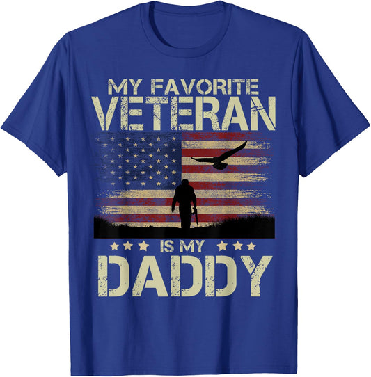 My Favorite Veteran Is My Daddy Shirt Soldier and Eagle T-Shirt - T-Shirt | Royal