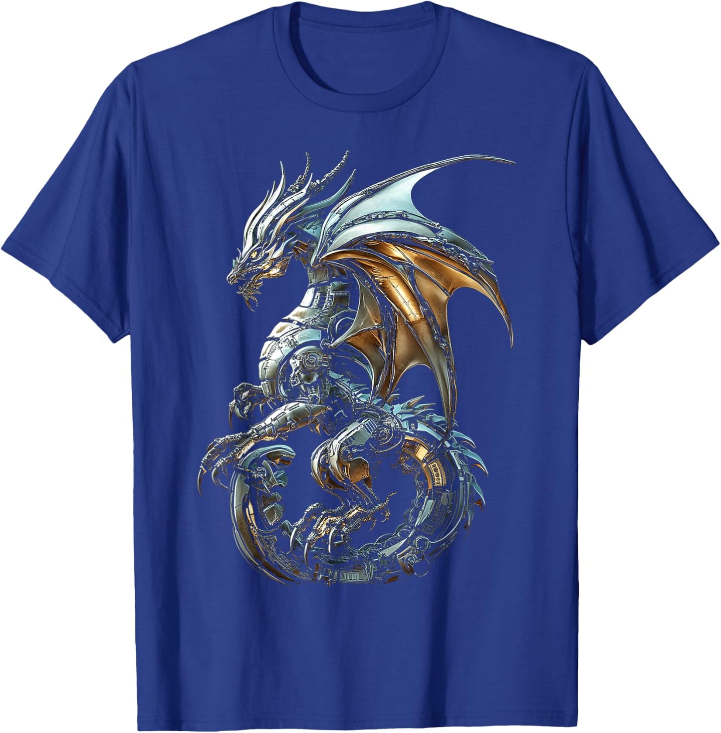 Silver Dragon Graphic Mythical Illustration Silver Dragon T-Shirt - T-Shirt | Royal