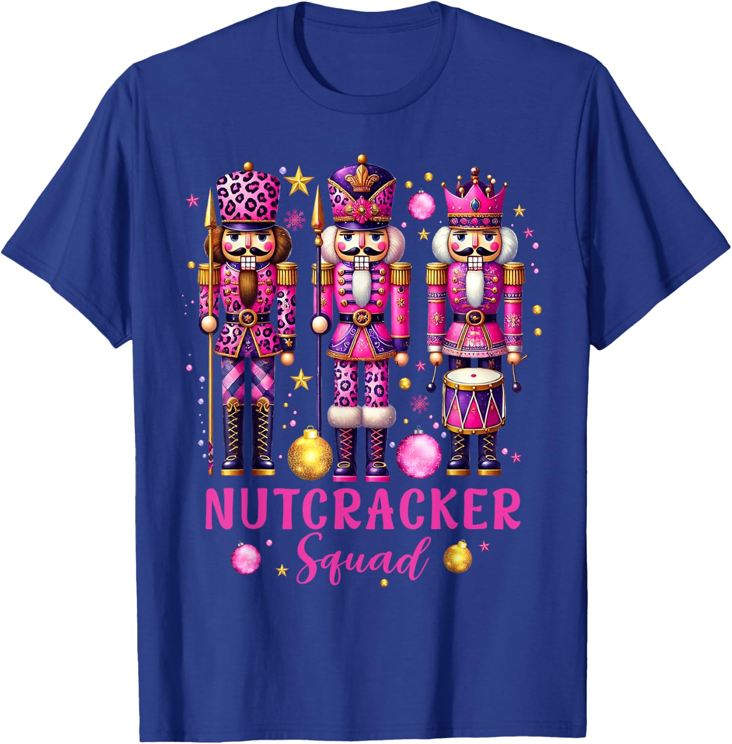Leopard Nutcracker Squad Pink Christmas 2024 Pajamas Women T-Shirt - T-Shirt | Royal