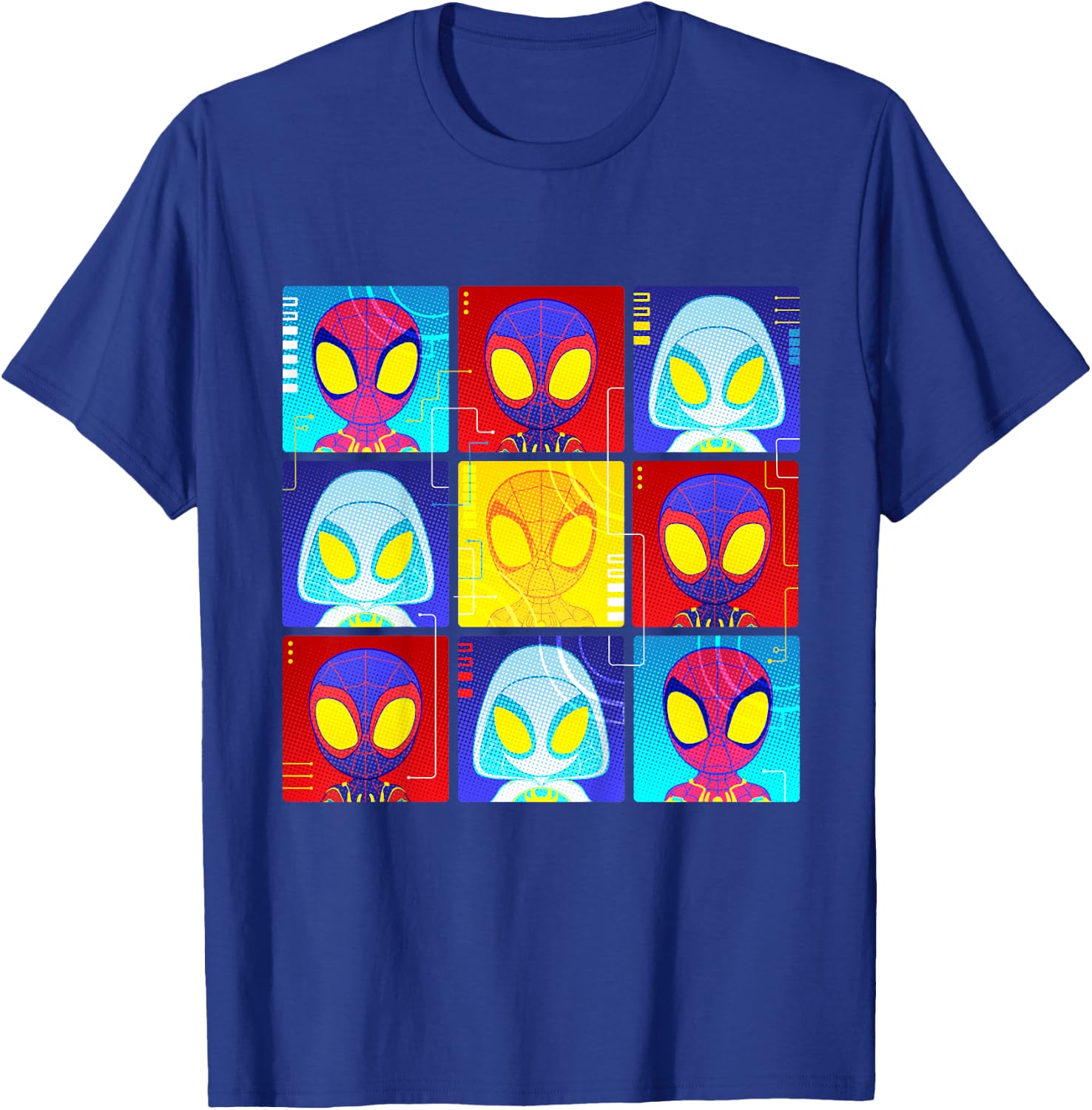 Marvel Spidey and His Amazing Friends Web-Spinners Face Grid T-Shirt - T-Shirt | Royal