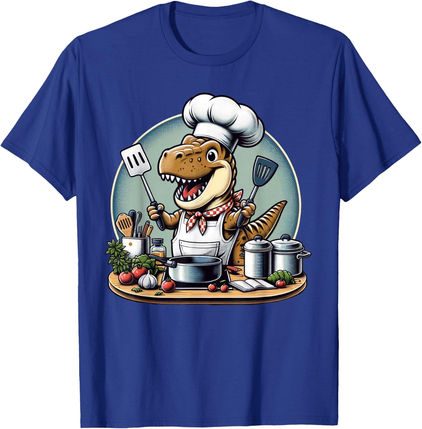 Funny Chef Dinosaur Cook Cooking T-Shirt - T-Shirt | Royal