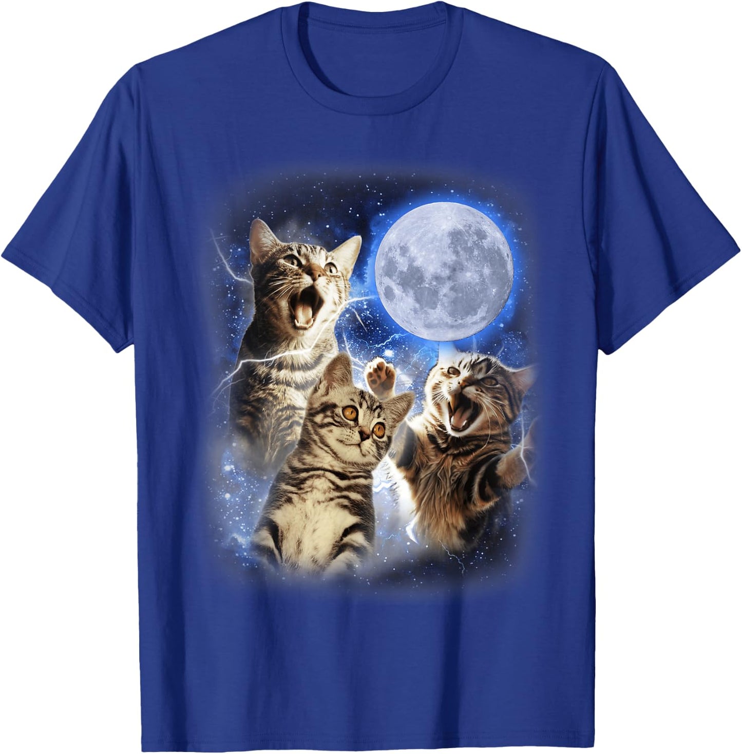 Three Cat Moon 3 Cat - Wolfs Cute Kitten Funny Cats Men Women Kids T-Shirt - T-Shirt | Royal