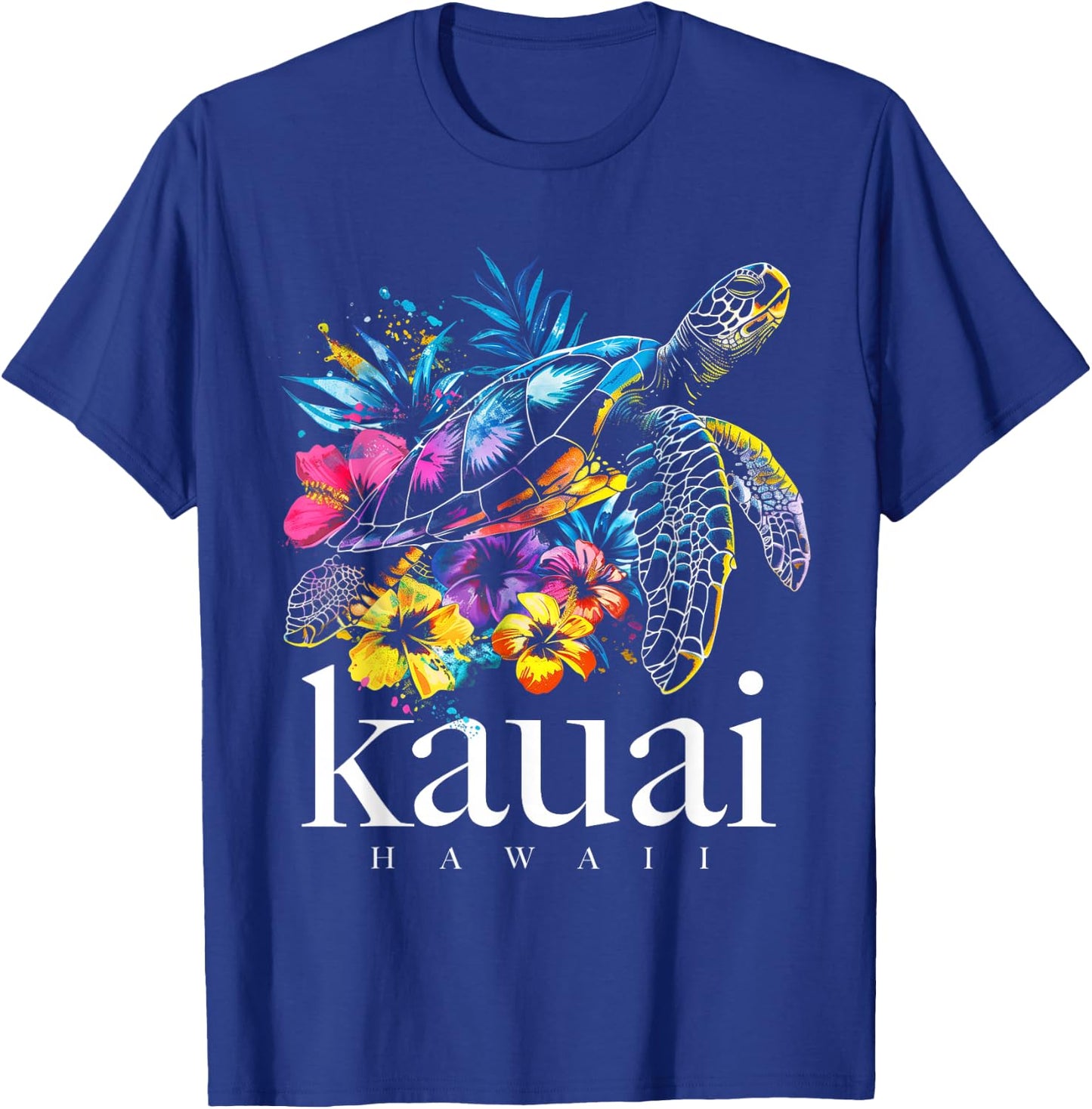 Kauai Hawaii Sea Turtle Hawaiian Diving Surfer Souvenir T-Shirt - T-Shirt | Royal