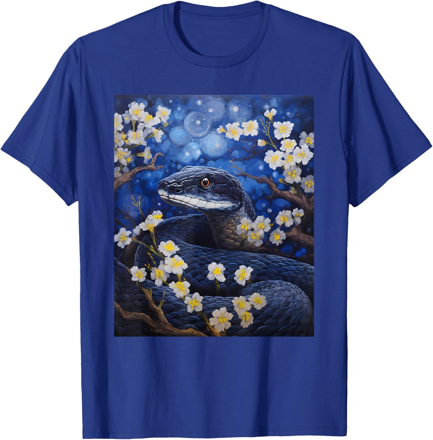 Aesthetic Surrealism Starry Night Eastern Indigo Snake T-Shirt - T-Shirt | Royal