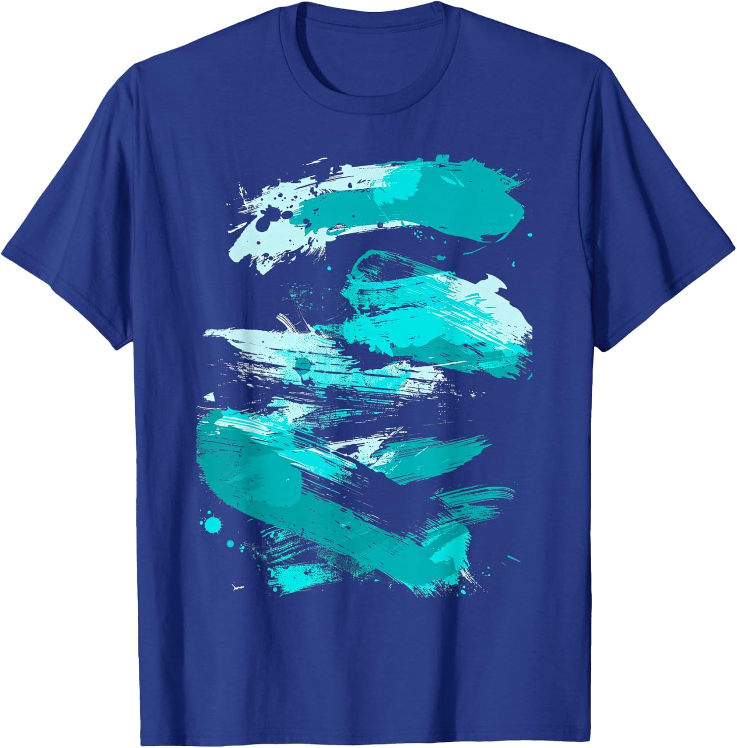Teal And Black Brushstrokes T-Shirt - T-Shirt | Royal