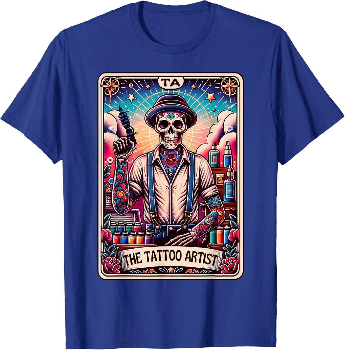 Tattoo Artist Tarot Card Skeleton Drawing Tattooist Tarot T-Shirt - T-Shirt | Royal