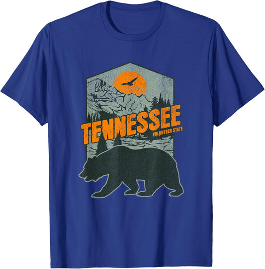 Vintage Tennessee Volunteer State, Smoky Mountains, Bear T-Shirt - T-Shirt | Royal