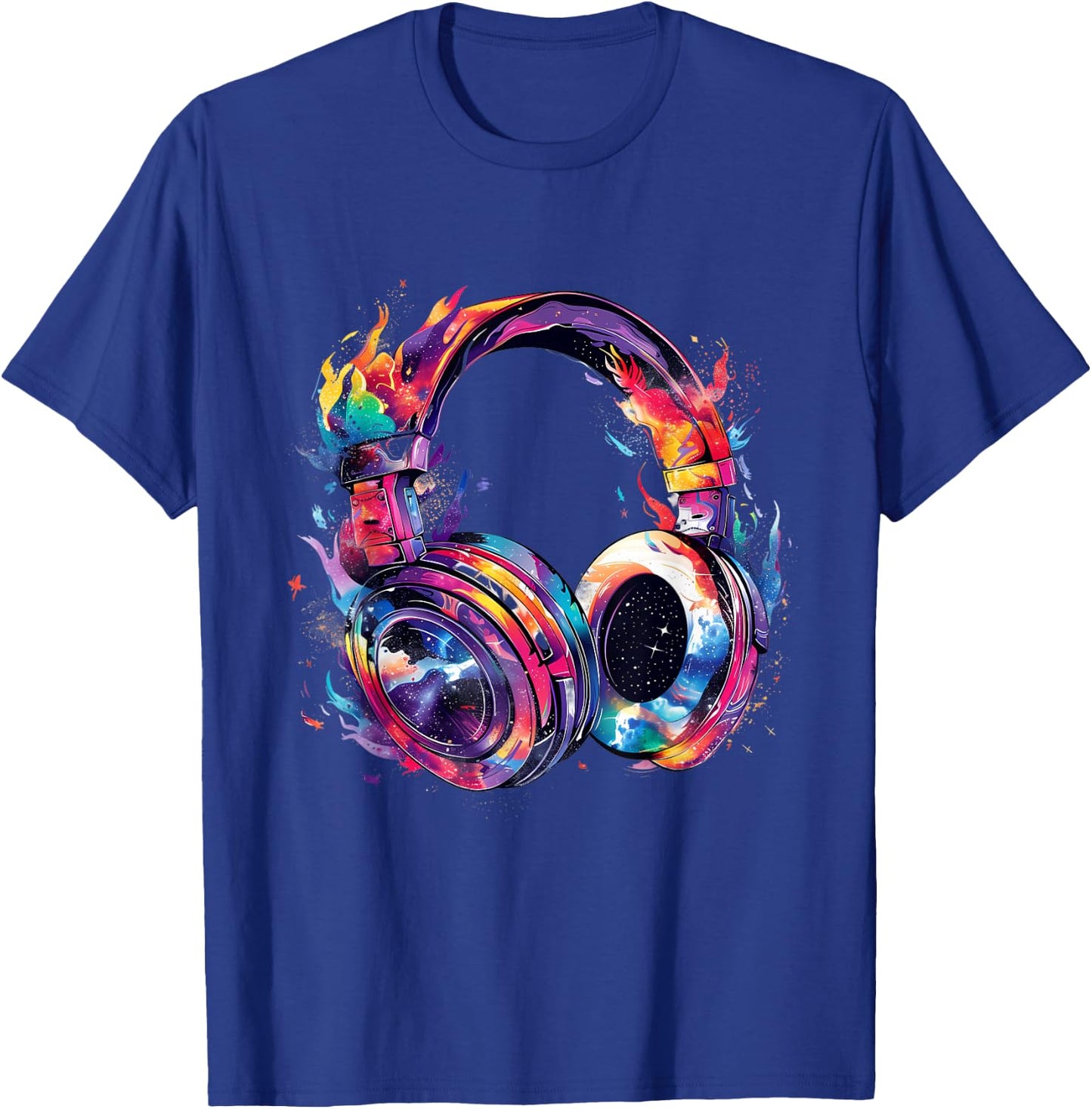 Headphones Music DJ Beatmaker Artwork Splash Dance Music T-Shirt - T-Shirt | Royal