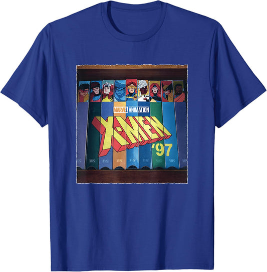 Marvel X-Men '97 Classic Vintage VHS Movie Collection Panel T-Shirt - T-Shirt | Royal