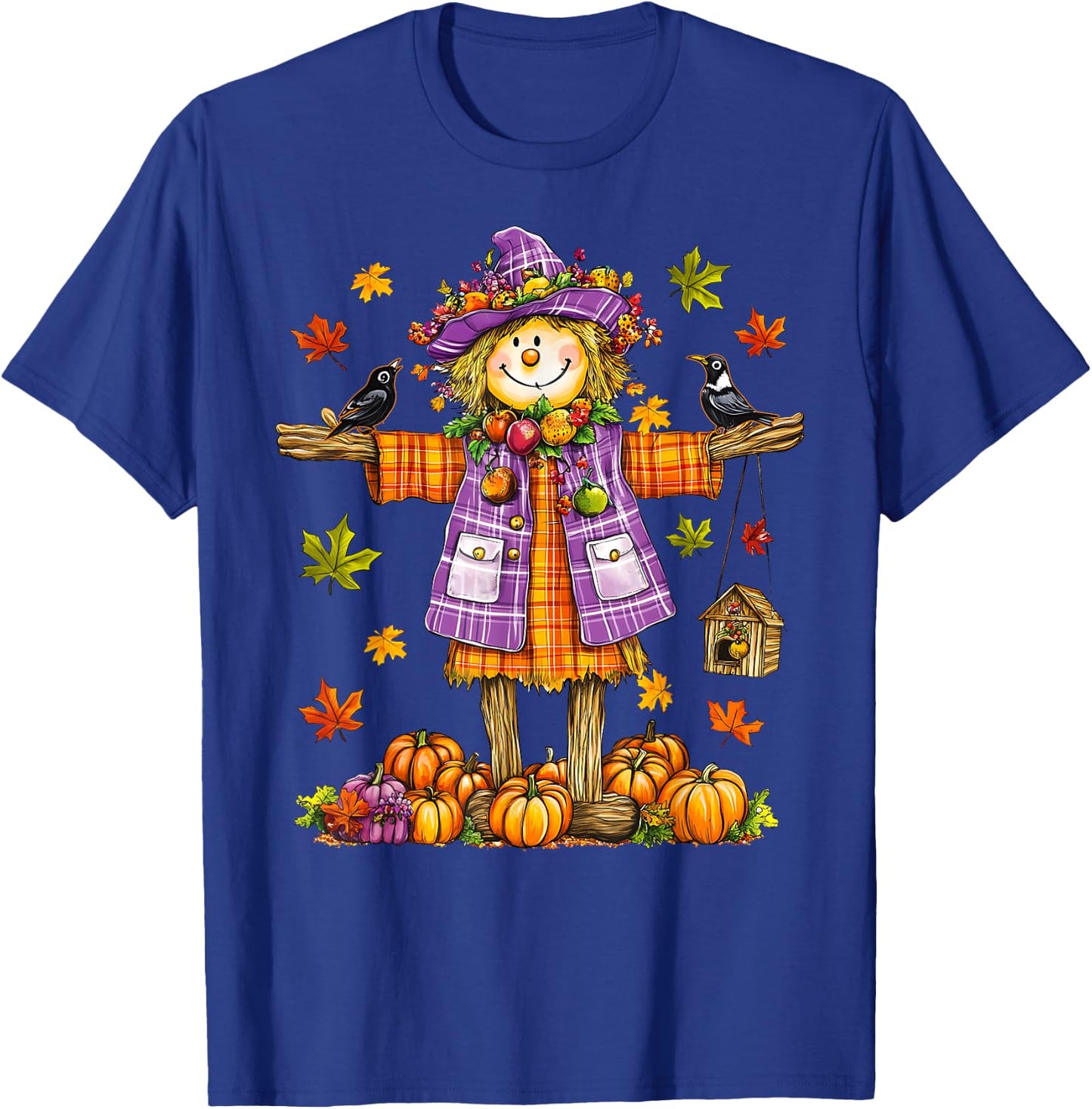Scarecrow Autumn Fall Season Pumpkin Thanksgiving Halloween T-Shirt - T-Shirt | Royal