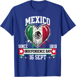Mexico Flag Vintage Mexican Men Women Patriotic Mexican Flag T-Shirt - T-Shirt | Royal