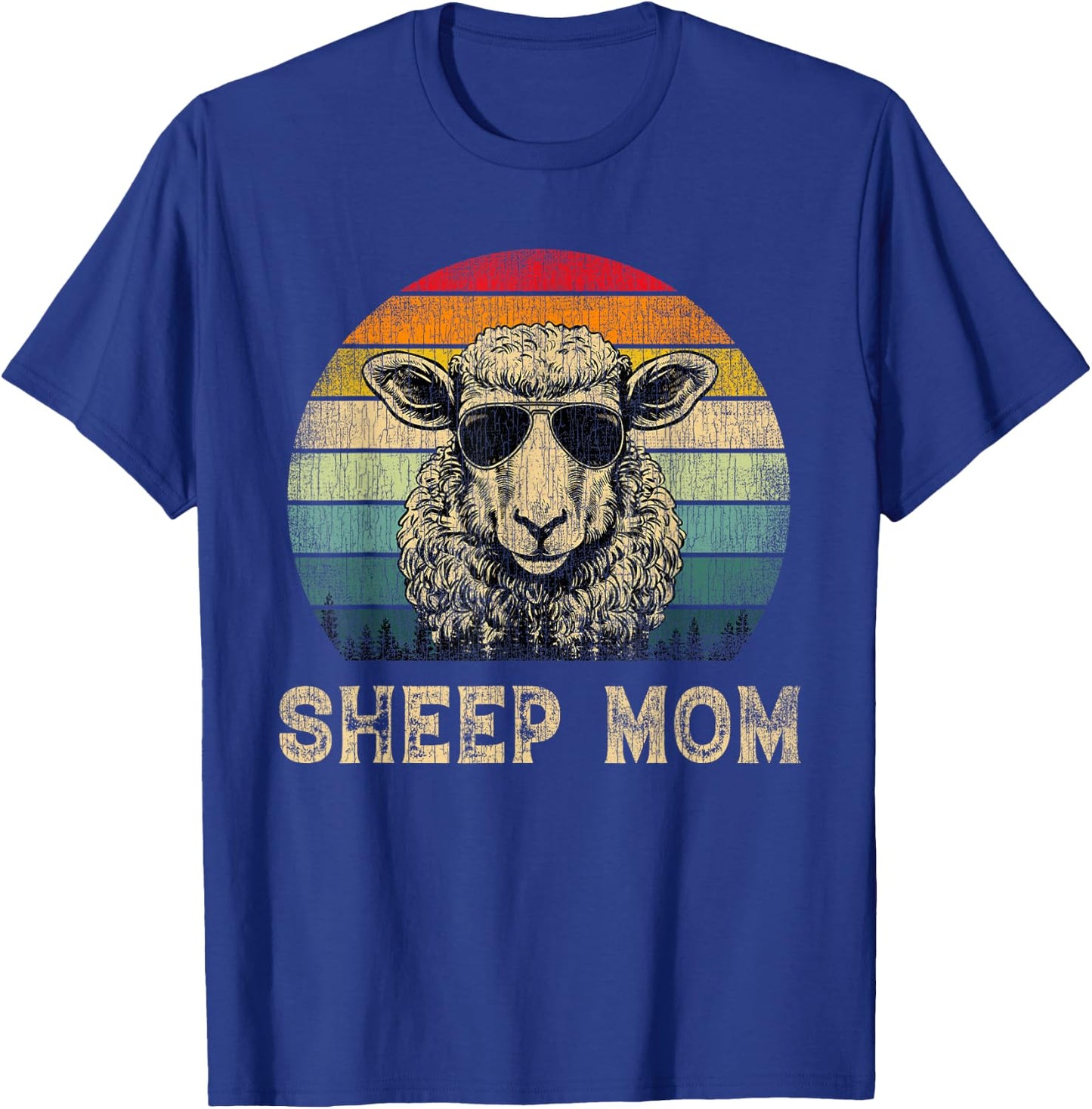 Vintage Sheep Mom Sheep Lovers Mommy Mother's Day T-Shirt - T-Shirt | Royal