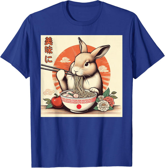 Funny Rabbits Eating Ramen Japanese Monster Lover Birthday T-Shirt - T-Shirt | Royal