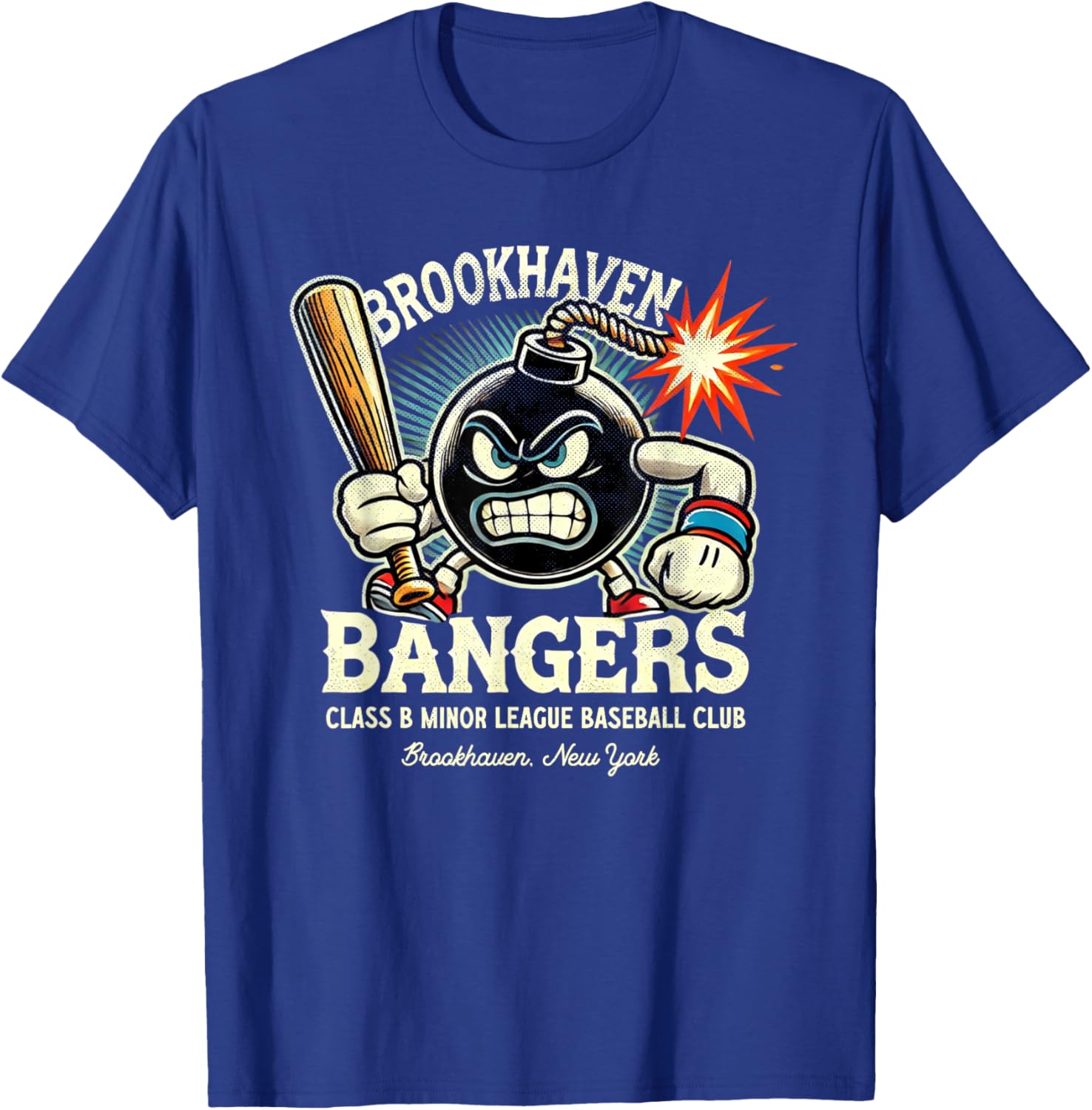 Retro Minor League Baseball Team Brookhaven Bangers T-Shirt - T-Shirt | Royal