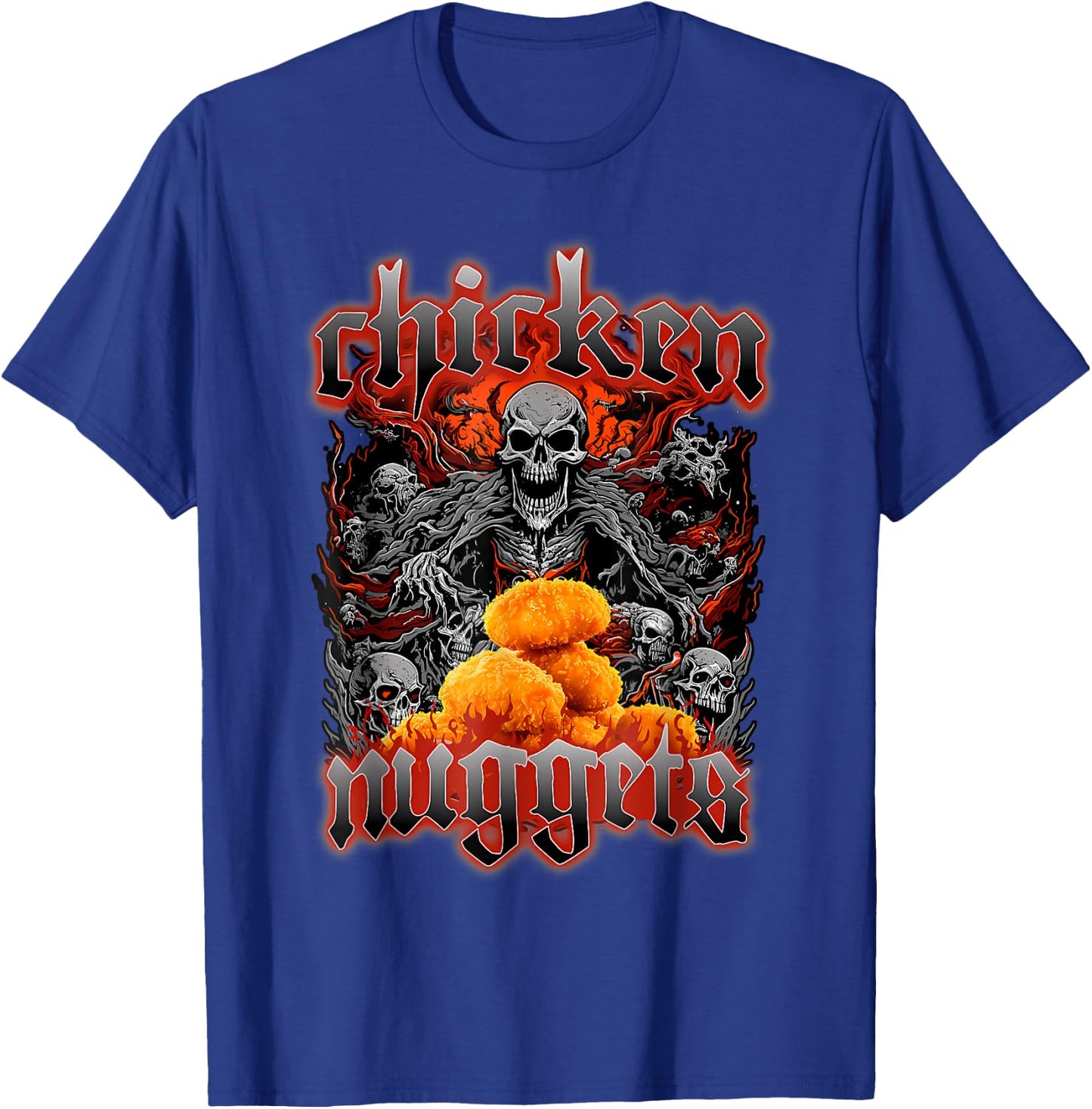 Chicken Nuggets Heavy Metal World Tour Hardcore Music T-Shirt - T-Shirt | Royal