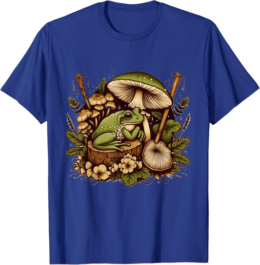Goblincore Cottagecore Aesthetic Frog Fungi Mushroom T-Shirt - T-Shirt | Royal