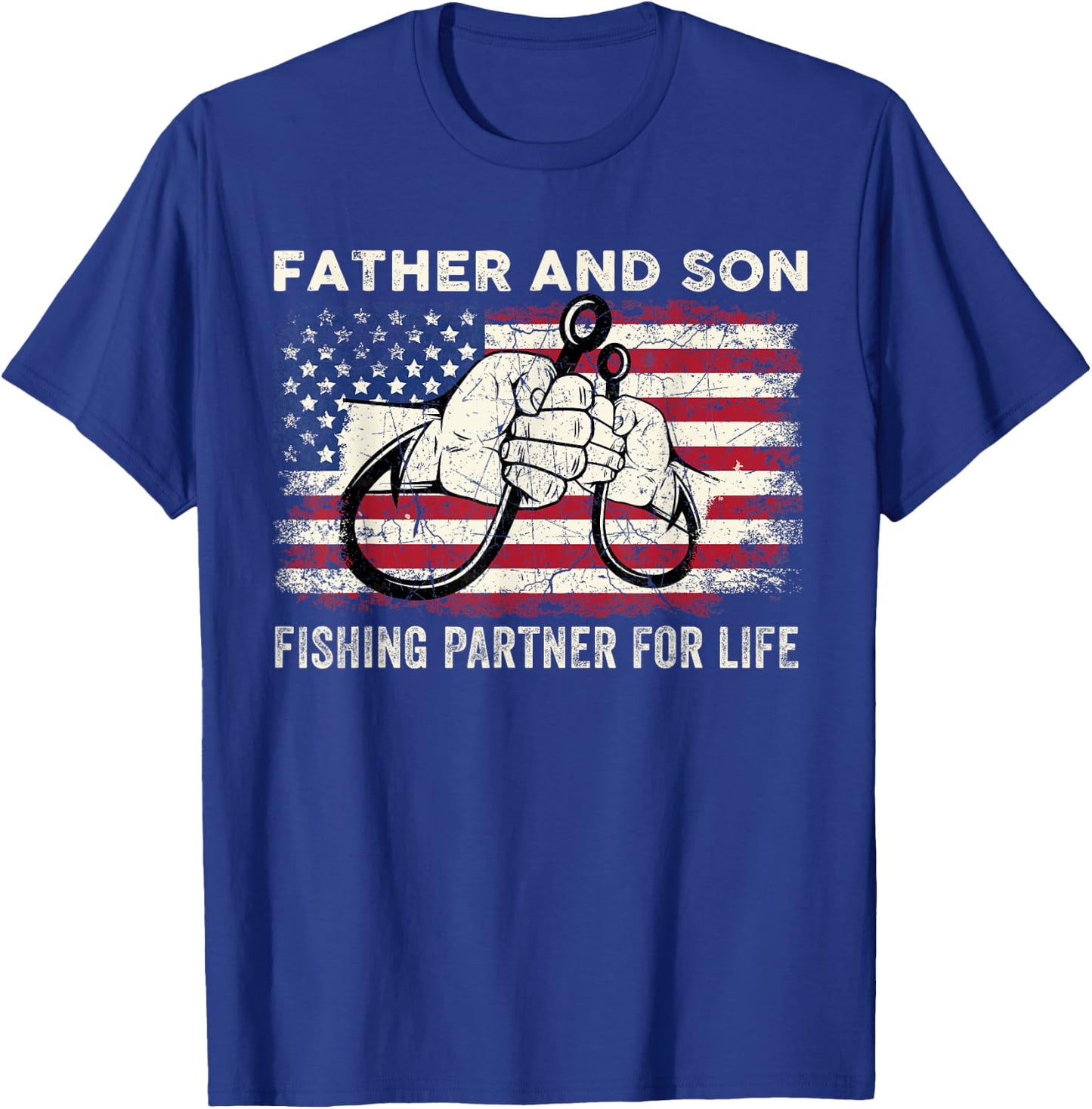 Father And Son Fishing Partner For Life American Flag T-Shirt - T-Shirt | Royal